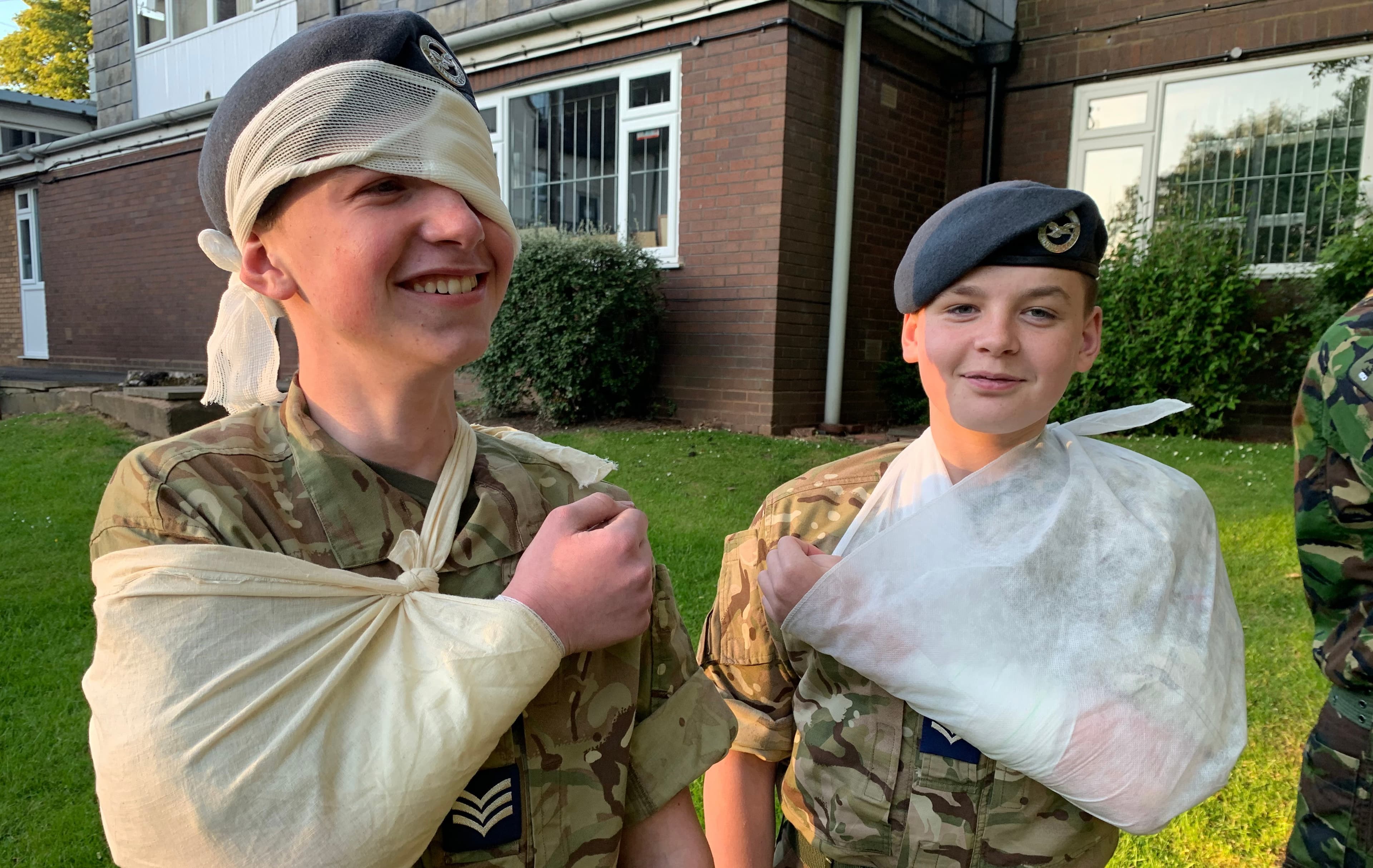 Cadets practicing first aid