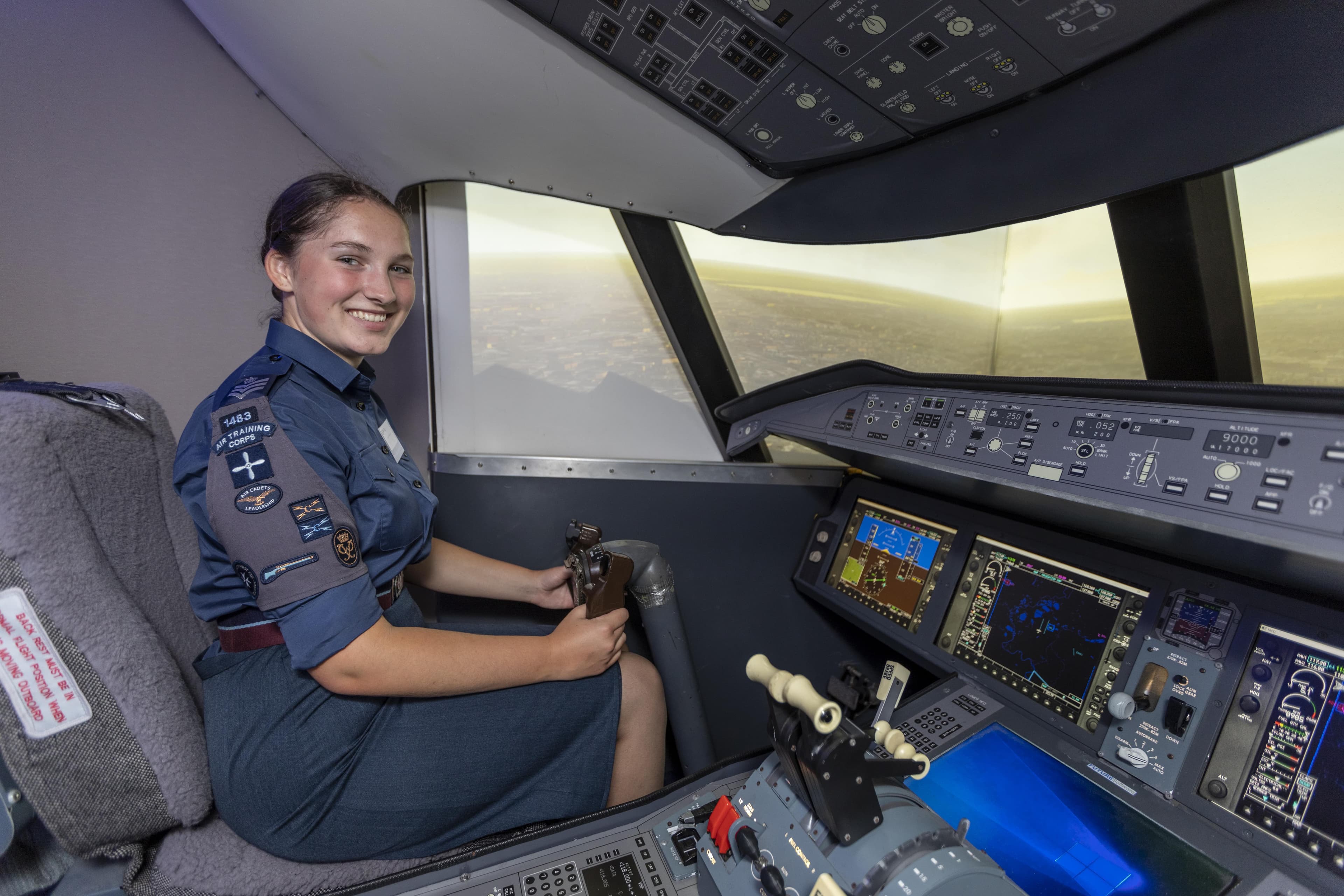 Cadet in flight simulator